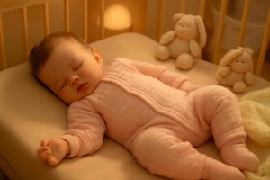 Bebê dormindo com pijama térmico confortável em ambiente aconchegante